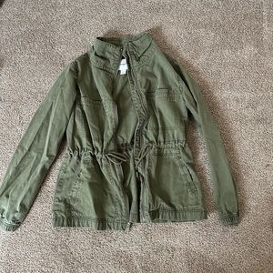 Olive green cinched waist jacket